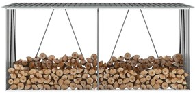 Záhradná kôlňa na drevo galvanizovaná oceľ 330x84x152 cm sivá