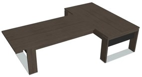 Stôl Verno+ S 200 x 300 cm s rokovacím prvkom, dub antracit / čierna