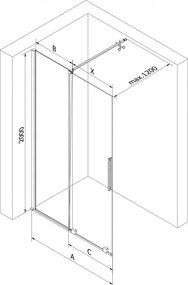 Mexen Velar, posuvné dvere do otvoru typ Walk-In 120 cm, 8mm číre sklo, biela, 871-120-000-03-20