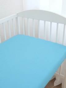 Jersey plachta do postieľky s elastanom Deluxe 70 x 140 cm – svetlomodrá
