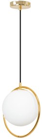 Toolight Toolight, Stropná lampa visiaca sklenená guľa 1xE27 APP430-1CP, zlatá-biela, OSW-01560