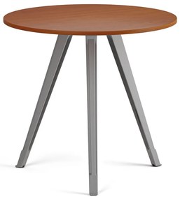 Konferenčný stôl PRIMO ZEN, priemer 80 cm, sivostrieborná podnož, čerešňa