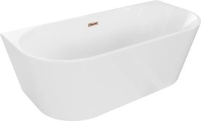 Mexen Oval, voľne stojaca nástenná vaňa 180 x 80 cm, biela, ružové zlato prepad, 52671808000-60