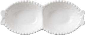 Biela porcelánová mištička s perličkovým okrajom a motýliky Butterfly - 17*7*3 cm / 75 ml