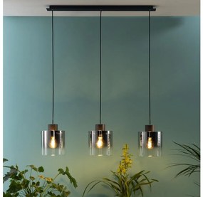 Brilliant - Luster na lanku BETH 3xE27/60W/230V čierna/dymová