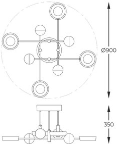 Zuma Line MX7170-8-3BGT - LED stmievateľný prisadený luster LARA LED/60W/230V zlatá/čierna