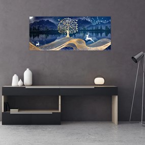 Obraz jeleňov pri splne (120x50 cm)