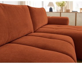 Rozkladacia/s úložným priestorom rohová pohovka v tehlovej farbe (pravý roh/s leňoškou) Fuji – Bobochic Paris