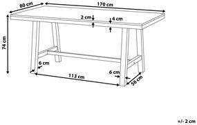 Záhradný stôl z akáciového dreva 170 x 80 cm svetlé drevo/čierna SCANIA Beliani