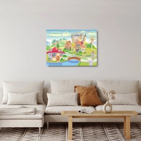 Sklenený obraz - Farebné mestečko (70x50 cm)