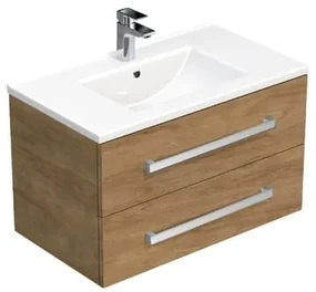 Kúpeľňová skrinka s umývadlom SAT Cube Way 80x53x46 cm Hickory dub CUBE46802DHMOD