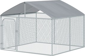 PawHut 5m² Externý Výbeh pre Psov s Strechou - 230 x 230 x 175 cm Siete - Kryté Priestranstvo - Pozinkovaná Oceľ | Aosom