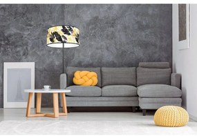 Stojacia lampa Gold Flowers, 1x biele textilné tienidlo s kvetinovým vzorom, (výber z 2 farieb konštrukcie), (fi 40cm), o