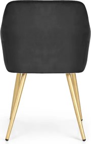 Sada štyroch jedálenských stoličiek ESTELLE zamatové, čierne / zlaté nohy (4 ks)