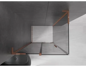 Mexen Velar L, sprchový kút s posuvnými dverami 90 x 80 cm, 8mm šedé sklo, ružové zlato, 871-090-080-43-60