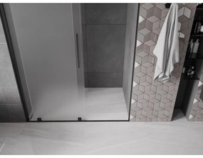 Mexen Velar, posuvné sprchové dvere do otvoru 130 cm, 8mm sklo námraza, čierna matná, 871-130-000-31-70