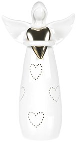 Anjel so zlatým srdcom, porcelán, 23 cm LED