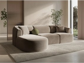 Svetlohnedá zamatová rohová pohovka (ľavý roh/s leňoškou) Campi – Cosmopolitan Design