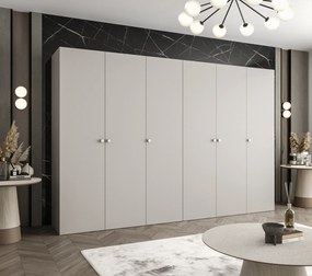 Šatníková skriňa 300 cm Parna 1 (kašmír + strieborná). Akcia -20%. Vlastná spoľahlivá doprava až k Vám domov. 1125908