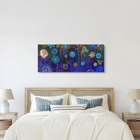 Obraz tmavomodrých kvetov (120x50 cm)
