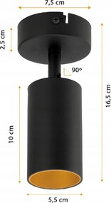 BERGE LED stropné svietidlo VIKI GOLD - 1xGU10 - čierne
