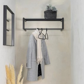 Čierny kovový nástenný vešiak s poličkou Smooth – Spinder Design