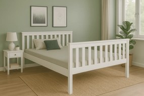Posteľ KALEA 120 x 200 cm, biela Rošt: S latkovým roštom, Matrac: Matrac DELUXE 10 cm