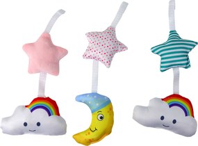 LEAN Toys Detský kolotoč na postieľku so zvukom a projekciou nočnej oblohy ružový