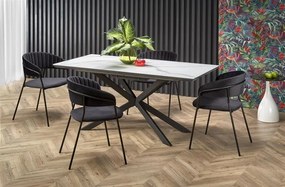 Rozkladací jedálenský stôl 160-200 cm Delma (mramor biely + čierna + sivá) (pre 6 8 osôb). Vlastná spoľahlivá doprava až k Vám domov. 1048919