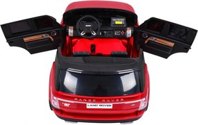Ramiz Range Rover HSE lakované detské auto pre 2 deti červené SUV + ovládač na diaľkové ovládanie + audio panel