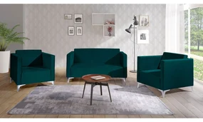 Sedacia súprava Denim 2+1+1, Dostupné poťahy: Solo 263, Farby nožičiek: biely lesk