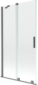 Mexen Velar, 2-krídlová posuvná vaňová zástena 100 x 150 cm, 8mm číre sklo, brúsený grafit, 896-100-000-01-95