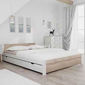AKCIA Posteľ IKAROS 160 x 200 cm, biela/dub sonoma II.akosť Rošt: Bez roštu, Matrac: Bez matraca