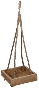 Závesná drevená polica s lanom - 25*25*6/72 cm