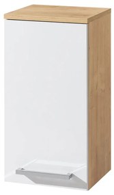 Mereo Mereo, Bino kúpeľňová skrinka horná, 63 cm, ľavá, biela, biela/dub, MER-CN675