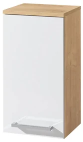 Mereo Mereo, Bino kúpeľňová skrinka horná, 63 cm, ľavá, biela, biela/dub, MER-CN675