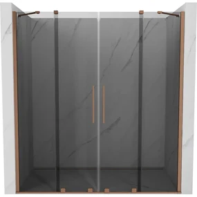 Mexen Velar Duo, posuvné sprchové dvere do otvoru 170 cm, 8mm šedé sklo, medená matná, 871-170-000-42-65