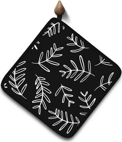 Kuchynská podložka NATURE 20x20 cm - Vetvičky - čierna