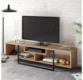 TV stolík/skrinka Aslana 150 (orech + čierna) . Vlastná spoľahlivá doprava až k Vám domov. 1101384
