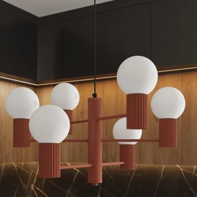 Luster Halo, 6x biele sklenené tienidlo, ro