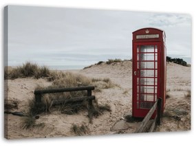 Obraz na plátně Telefonní budka Beach London - 60x40 cm