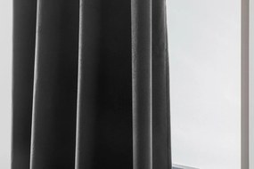 Tmavosivý zatemňovací záves VELVET 140x250 cm Zavesenie: Kovové krúžky