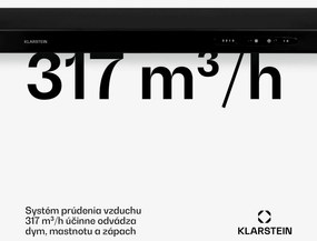 Klarstein UW60BL, digestor, 60 cm, podskrinkový, 317 m³/h, čierny