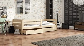 Detská posteľ z masívu borovice EGO so zásuvkami - 200x90 cm - prírodná