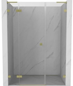 Mexen Lunar L, ľavé otočné sprchové dvere 150 cm, 8mm číre sklo, zlatý matný profil, 834SL-150-050-55-00-L