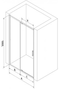 Mexen Exo, 1-krídlové dvere do otvoru 145x200 cm, 6mm číre sklo, chrómový profil, 819-145-000-01-00