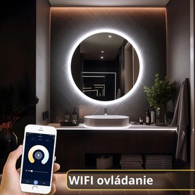 LED zrkadlo okrúhle Classico ⌀70cm studená biela - wifi aplikácia