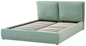 Zamatová posteľ s úložným priestorom 160 x 200 cm mätová zelená BAJONNA Beliani