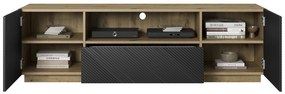 TV stolík Asha 167 cm s otvorenou policou - artisan / čierny mat
