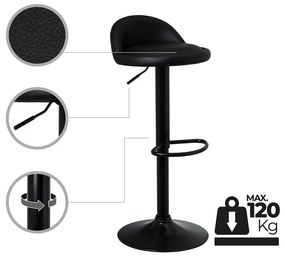 Čierne barové stoličky s nastaviteľnou výškou z imitácie kože v súprave 2 ks (výška sedadla 72 cm) – Casa Selección